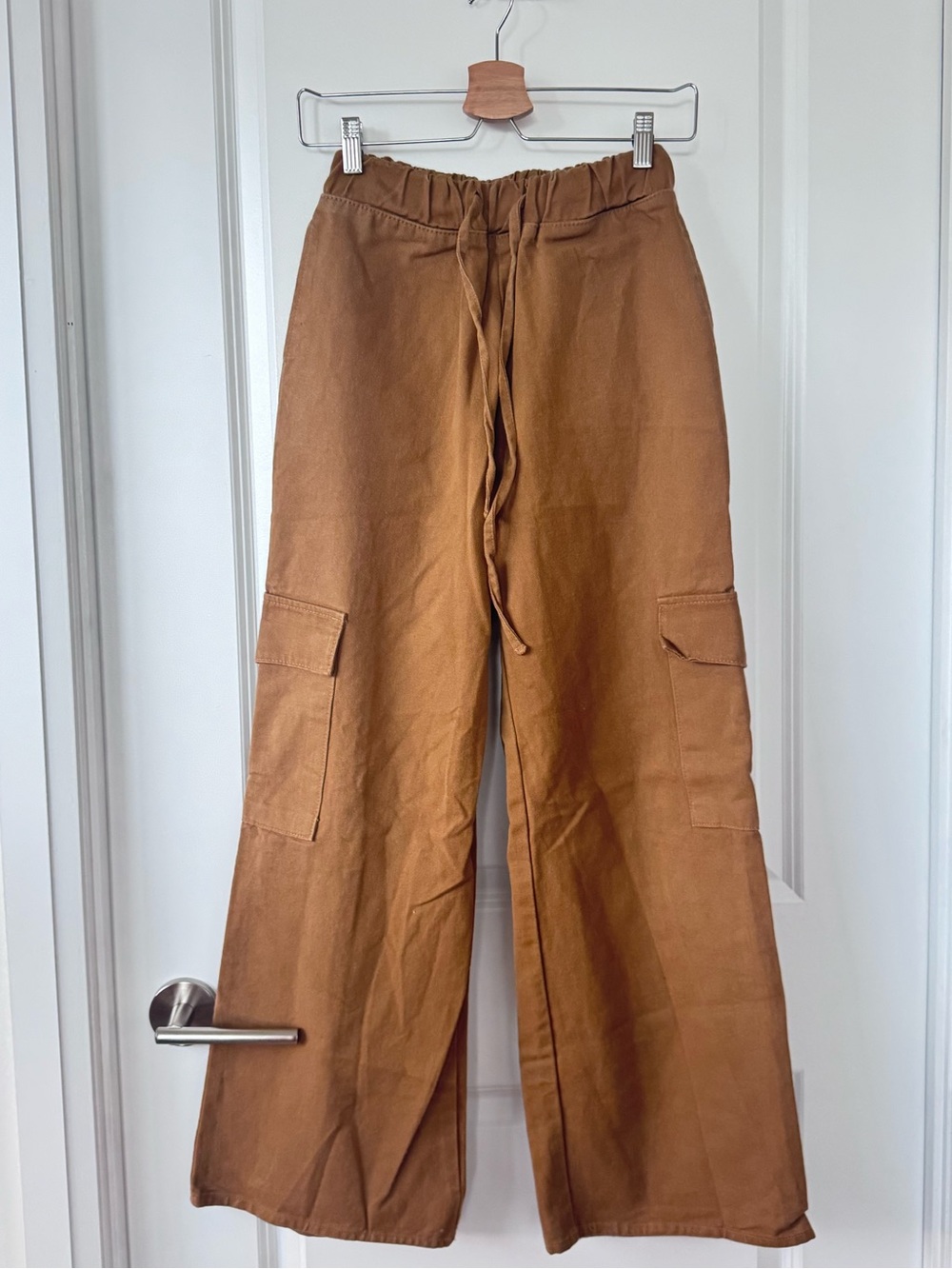 OAK + FORT Wide Leg Cargo Pants in Warm Brown